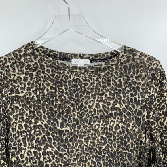 Leith knit sweater dress beige layered leopard print soft new Medium - Picture 3 of 5